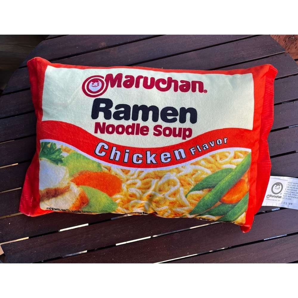 Maruchan Ramen Chicken Flavor Plush Decorative Pillow 16" Red Graphic Print